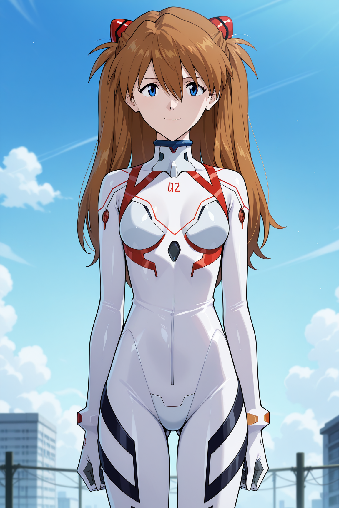 masterpiece, best quality, absurdres, highres, source anime, very aesthetic, very awa, BREAK, anime coloring, anime screencap,
<lora:asuka_rebuild_v2-illustrious:1>, 1girl, souryuu asuka langley, rebuild of evangelion, blue eyes, brown hair, interface headset,
BREAK, looking at viewer, light smile, standing,
BREAK, white plugsuit,