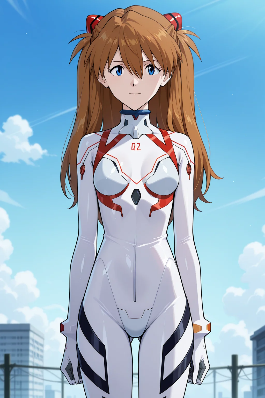 masterpiece, best quality, absurdres, highres, source anime, very aesthetic, very awa, BREAK, anime coloring, anime screencap,
<lora:asuka_rebuild_v2-illustrious:1>, 1girl, souryuu asuka langley, rebuild of evangelion, blue eyes, brown hair, interface headset,
BREAK, looking at viewer, light smile, standing,
BREAK, white plugsuit,