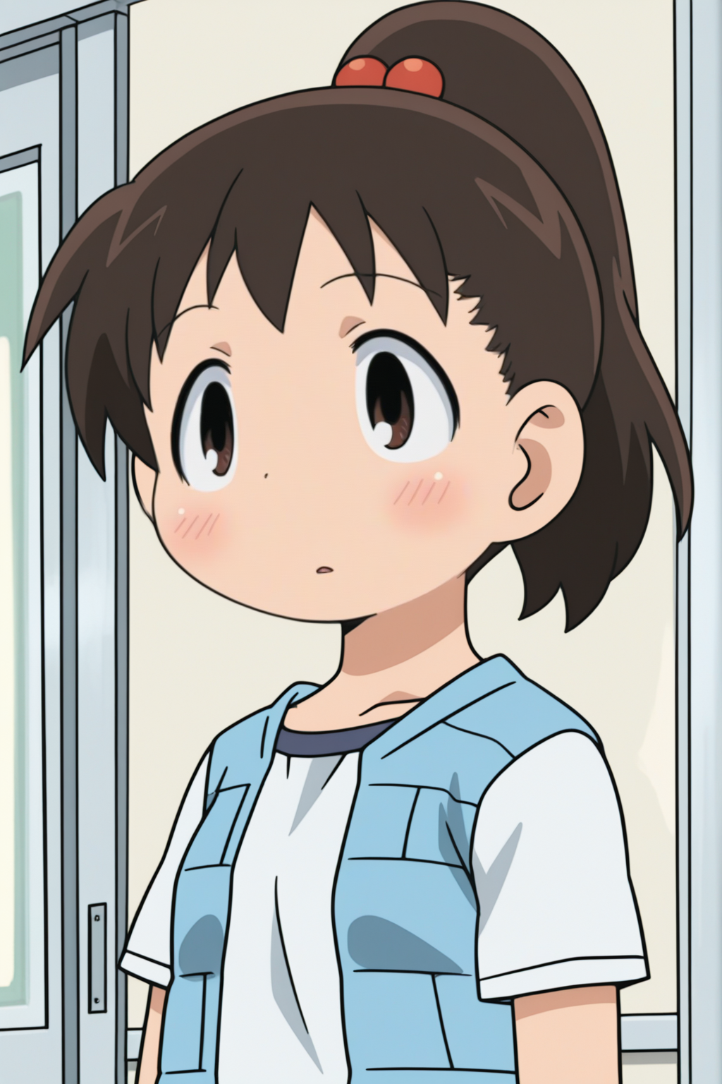 anime coloring, Mayumi Katou, high ponytail,  <lora:Mitsudomoe_-_Mayumi_Katou_-_illustrious:0.8>