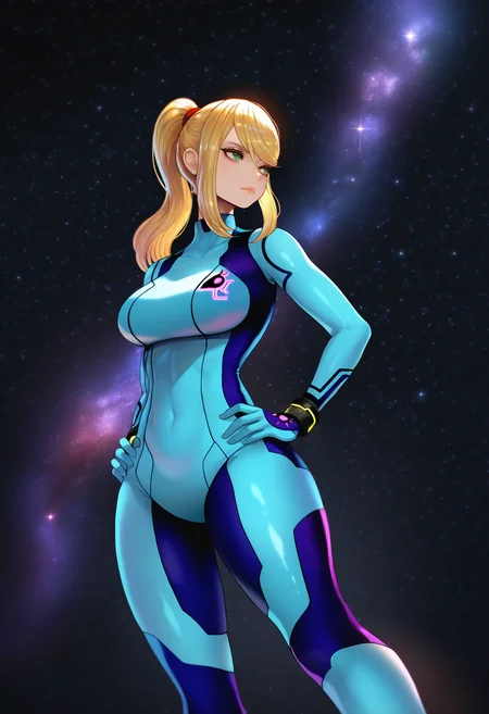 best quality, amazing quality, very aesthetic, absurdres,
BREAK
(black background, galaxy background, starry background:1.8)
1girl, samus aran, green eyes, blonde hair, medium hair, ponytail, sidelocks,
blue bodysuit,
standing, hands on hips, <lora:Magion02NoobLocon_byKonan:1>