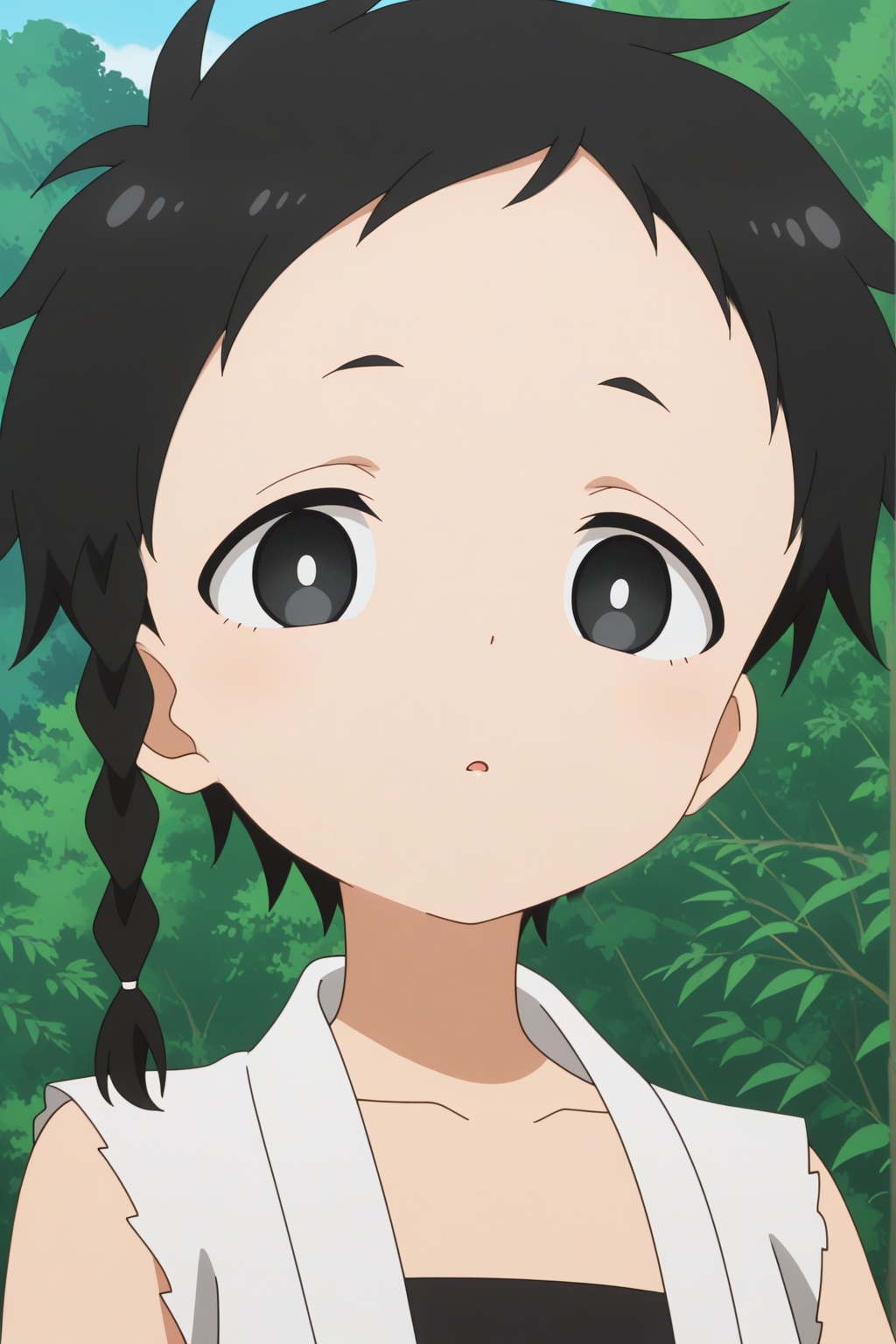 anime coloring, newest, masterpiece, Hasu, upper body <lora:Kunoichi_Tsubaki_no_Mune_no_Uchi_-_Hasu_-_illustrious:0.8>
