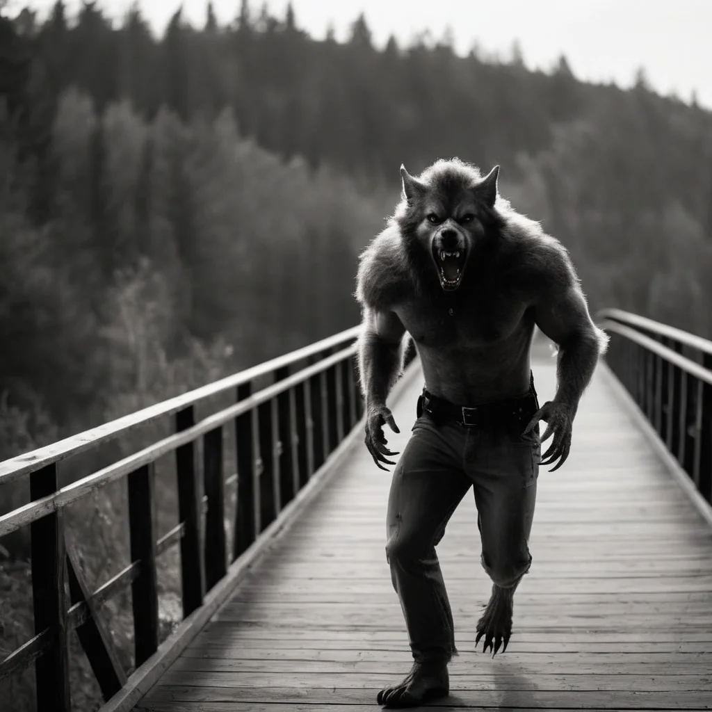 cinematic film still of <lora:Werewolf style:1.2>
wide angle of a Werewolf in a bury hazy black and white photo is standing on a bridge staring at camera Werewolf Style, shallow depth of field, vignette, highly detailed, high budget, bokeh, cinemascope, moody, epic, gorgeous, film grain, grainy