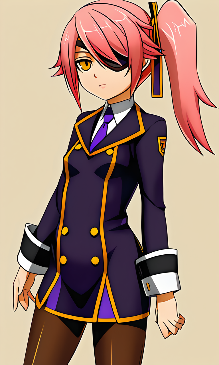 anime artwork illustrating Konoe_Ayatsuki_Mercury \(XB\), 1girl, solo, yellow eyes, long hair, skirt, simple background, breasts, small breasts, pink hair, pantyhose, uniform\(XB\), side ponytail,eyepatch. created by japanese anime studio. highly emotional. best quality, high resolution, Konoe_Ayatsuki_Mercury \(XB\), 1girl, solo, yellow eyes, long hair, skirt, simple background, breasts, small breasts, pink hair, pantyhose, uniform\(XB\), side ponytail,eyepatch, highly detailed, sublime, dramatic light, sharp focus, refined, extremely coherent, cinematic