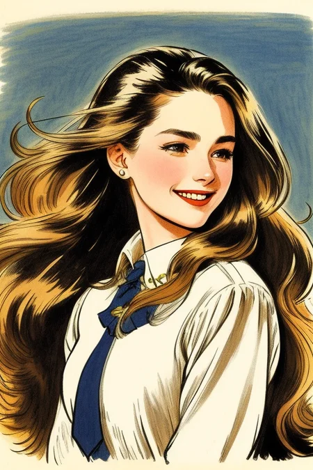 drawing of a beautiful woman with long hair, beautiful smiling by youwillgotothemoon3
trending on artstation,award winning,highly detailed,intricate,masterpiece,best quality,