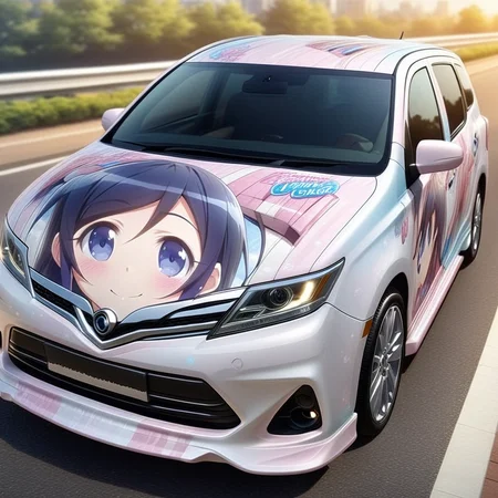 aragaki ayase,school uniform,smile, (lapping car,print car,painted car style),masterpiece,best quality, very aesthetic, absurdres, ultra detailed <lora:Ayase_Aragaki_-_Oreimo:0.7> <lora:lappingcar:1>
