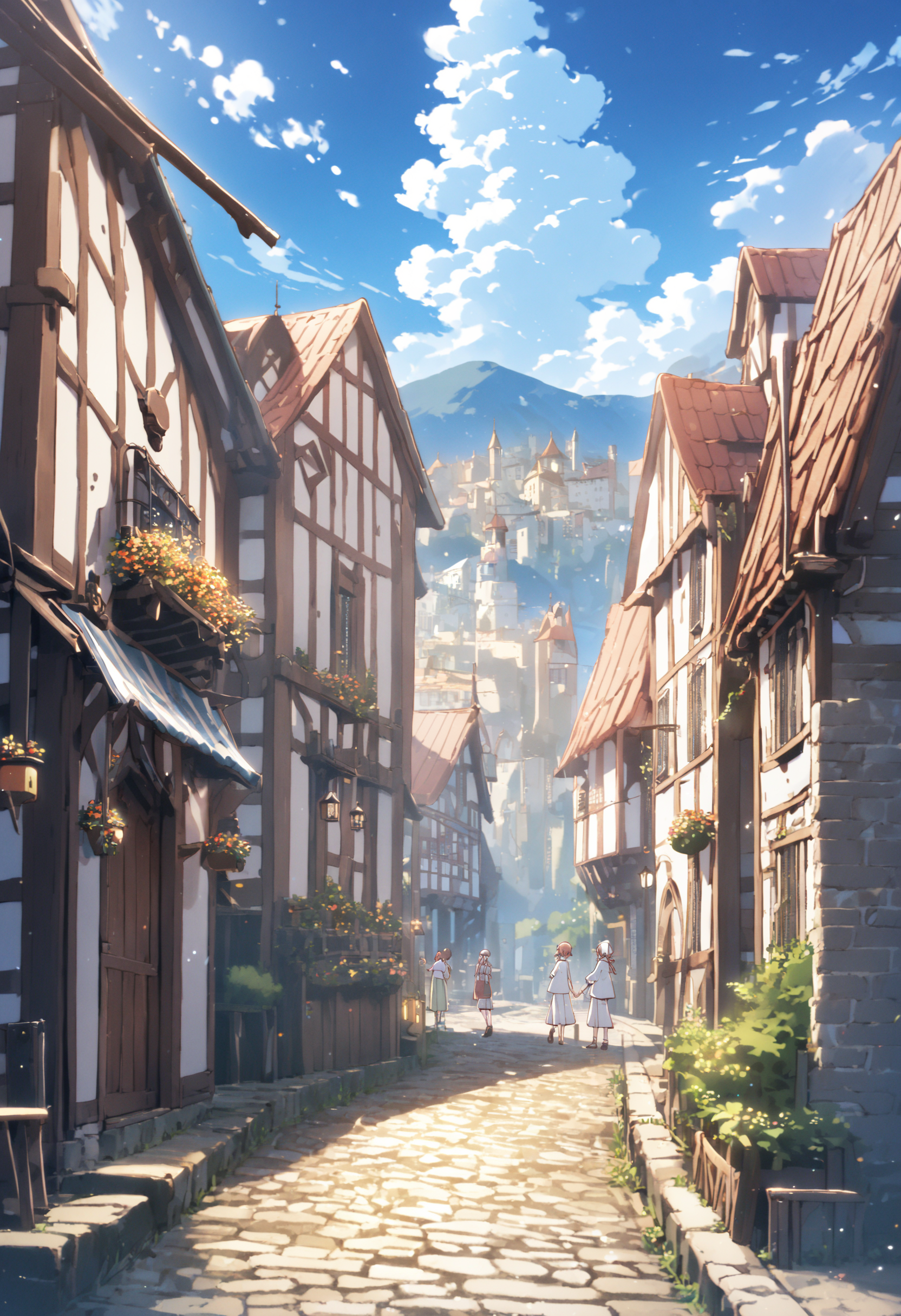 <lora:LoRA_Amazno_Kozue_Style_SDXL-000009:1.2> (amano kozue:1.2),
best quality, 4k, very aesthetic, absurdres, 
(2girls, yuri:1.3), clear eyes, scenery, 
blue sky, town,