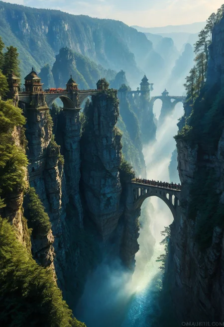 towers ringed in mist, sunrays, mixed media, surrealism, fantasy, great lighting, A surreal landscape highly detailed, extremely high-resolution details, appears trapped in an optical illusion of reflections and refractions colorful, Zhangjiajie mountains, Vienna in contemporary Austria, stone bridges, winding rivers extending to the horizon, professional photography, natural lighting, volumetric lighting maximalist. vivid, vibrant colors, intricately detailed, complex, elegant, expansive, fantastical, film photography style, medium grain, cmnt
(8k uhd:1,4)