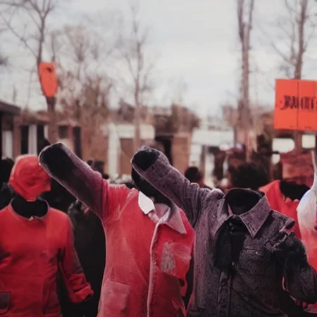 a party of angry people shouting