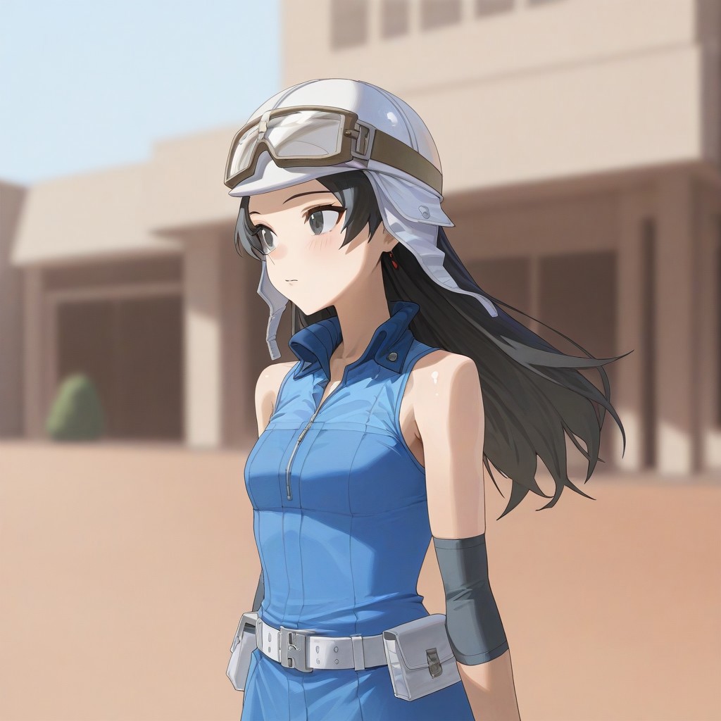 (best_quality, detailed, masterpiece, very_aesthetic, absurdres), general, m.q \(mqkyrie\), (zuharu:0.5)
BREAK
1girl, small breasts, upper_body, adult, ambient occlusion, ray tracing, shiny skin, blurry background, drop shadow
BREAK
asahismtiva, long hair, black hair, helmet, goggles on head, dress, elbow pads, gloves, belt,