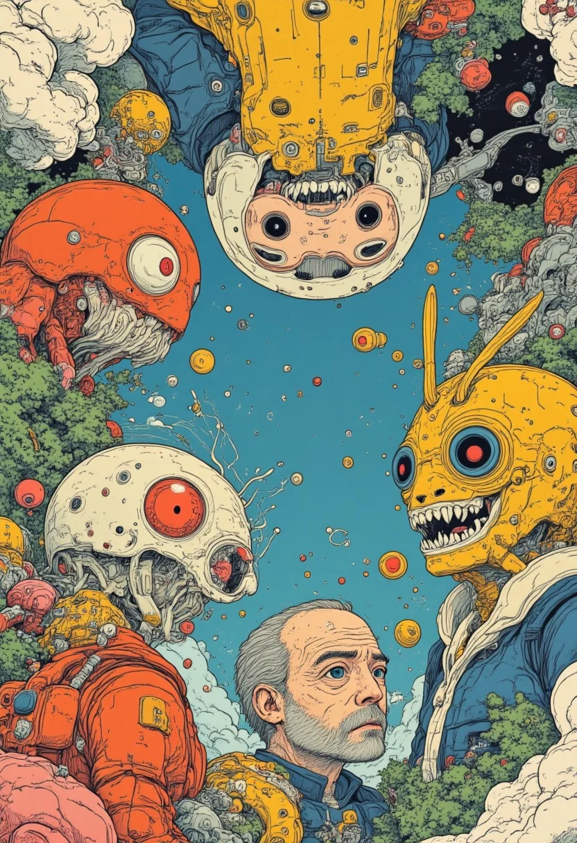 Eyes peering like intoxicated insects through masks, mouths open to call, laugh, cheer.