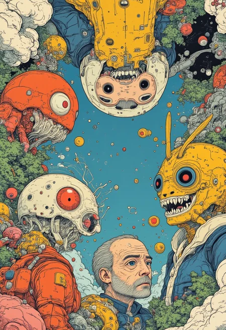 Eyes peering like intoxicated insects through masks, mouths open to call, laugh, cheer.