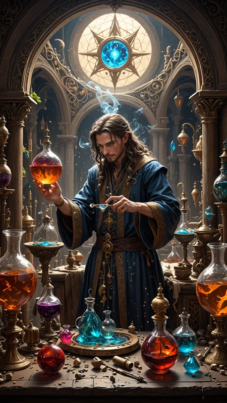 Ethereal fantasy concept art of a Mage brewing potions. Dice, magnificent, celestial, ethereal, painterly, epic, majestic, magical, fantasy art, cover art, dreamy, insanely detailed and intricate, hyper maximalist, elegant, hyper realistic, super detailed, vivid colours, ornate, dynamic, articulate, 8K, <lora:3D_Framed_Wall_Art_-_By_DICE:0.6>, (Framed 3D), EPIC, high budget Hollywood movie, volumetric, Painstaking Attention To Detail, UHD