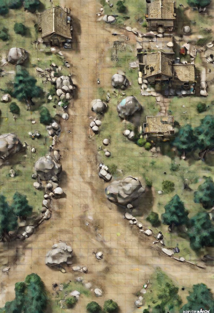 Table,Town, exterior,Trees ,Rocks,Objets