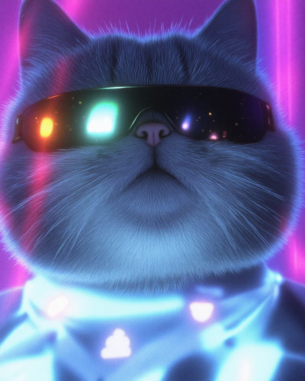 a 0d style b4tz cat, polarized glasses, ethereal ray traced lighting, vaporwave, art by Ken Akamatsu and Esao Andrews, the image is calming and peaceful <lora:Flux-b4tz:1.0>  <lora:Flux-0D:0.4>     <lora:Flux-t0a:0.4>  <lora:UltraRealPhoto:1>