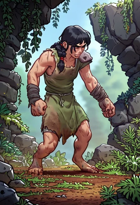 score_9,score_8_up,score_7_up, 
giant rock DAIMAJIN with plants growing on shoulders, rough rocks, rough stone, unpolished, dirty, ancient, STANDING,