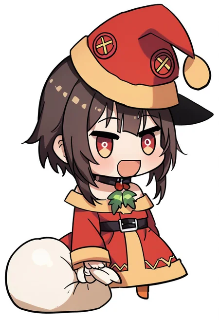 score_9, score_8_up, score_7_up, score_6_up, score_5_up, score_4_up, 1girl, padoru <lora:padoru-PD-1.0:1>, megumin \(konosuba\), black underwears, white background