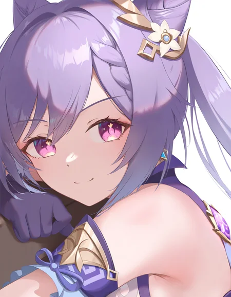 <lora:ichien-000026:1>,1girl,solo,looking at viewer,simple background,white background,smile,ichien,keqing \(genshin impact\),, masterpiece, best quality, very aesthetic, absurdres,newest, incredibly absurdres,