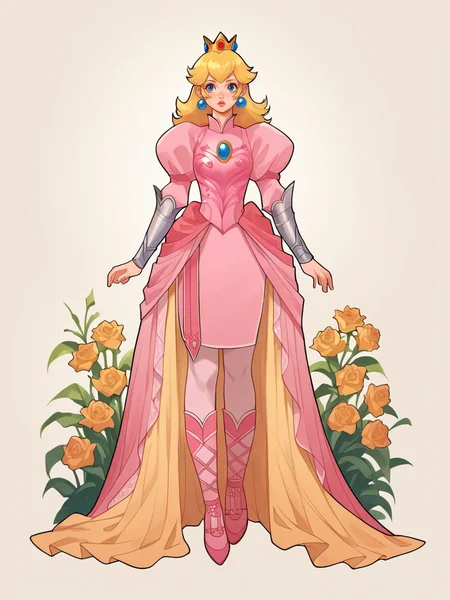 source_anime, score_9, score_8_up, score_7_up, score_6_up, score_5_up, <lora:h4nn4hXLP:1> h4nn4h, 1girl, solo, long hair, princess peach, full body, blonde hair, armor,
