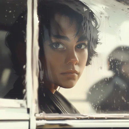 score_9, score_8_up, score_7_up, score_6_up, flmgr, flmgr, film grain, cinematic, cinematic light, solo, black hair, realistic, black eyes, looking at viewer, portrait, 1girl, short hair, closed mouth, Outside the window