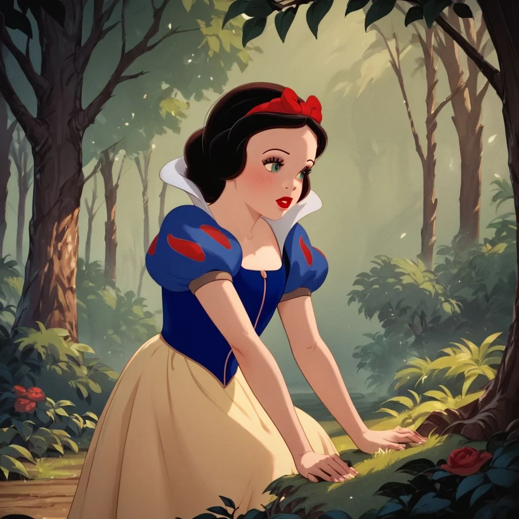 score_9, score_8_up, score_7_up, score_6_up, score_5_up, score_4_up, rating_safe, 1girl, snow white, in a forest,