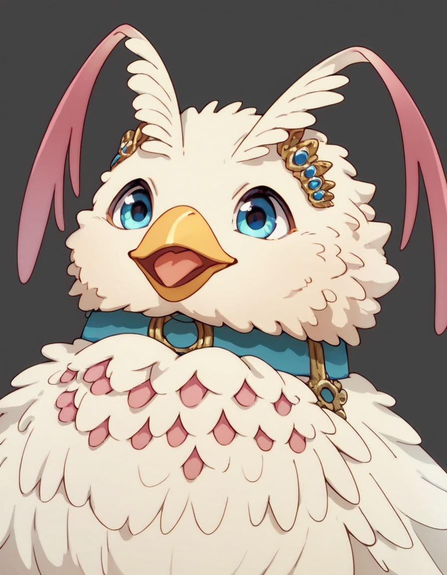 score_9, score_8_up, score_7_up, score_6_up, score_5_up, score_4_up, source_anime,  Filo_Bird, feral, portrait, happy