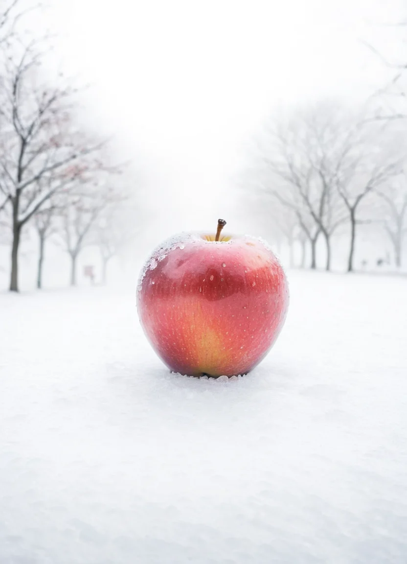 highkey, big apple, fruit, foggy, white background, outside, winter, snow, ice,
<lora:Highkey-SDXL:1>