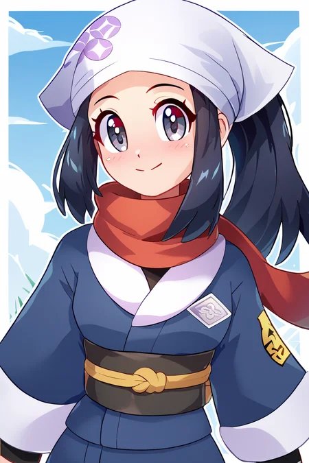 score_9, score_8_up, score_8, medium breasts, (curvy), cute, eyelashes,       BREAK, , ,,, zzAkari, grey eyes, eyelashes, black hair, long hair, white headwear, sidelocks, ponytail,  black pantyhose, black undershirt, jacket, loose socks, pantyhose, red scarf, sash, <lora:Akari_Pokemon_PDXL:0.8>,    ,,,, BREAK, smile, closed mouth, looking at viewer, cowboy shot, ,,, embedding:zPDXL, Expressiveh, ,,, <lora:Konpeto_PDXL_v3:1.0>, <lora:SDXLFaeTastic2400:0.5>, <lora:Expressive_H-000001:0.4>,