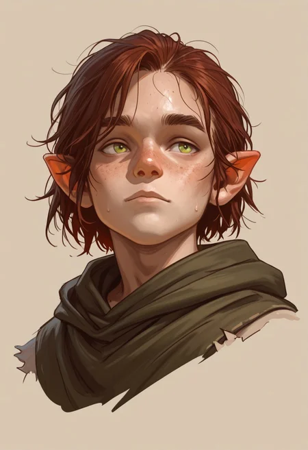 masterpiece, best quality, amazing quality, detailed, 1boy, halfling, portrait, small, pointy ears, sketch