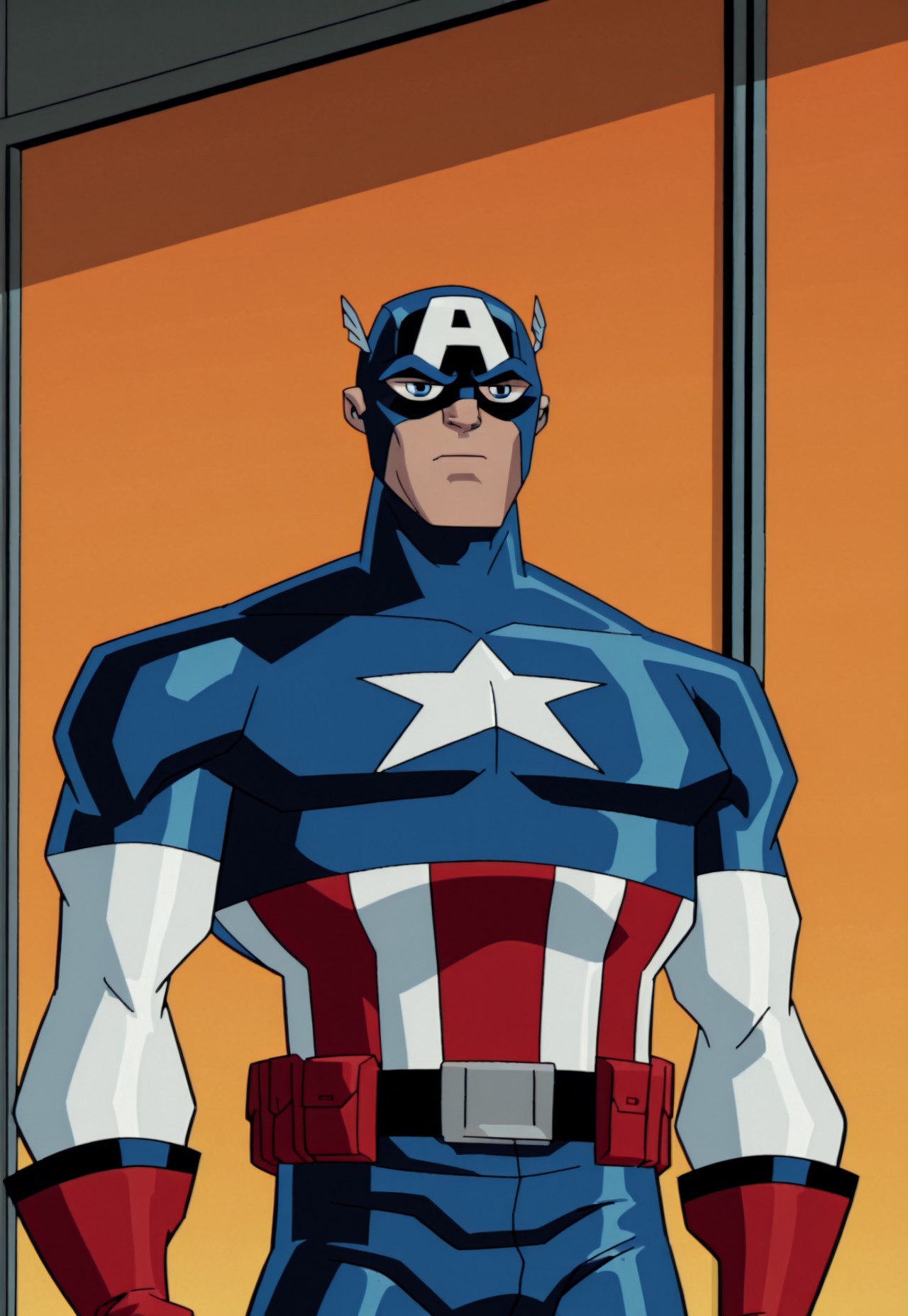 source_anime, rating_explicit, flat_color, masterpiece, absurdres, high quality, detailed skin, detailed character design, ultra-high resolution, perfectly composed,  the_bt
BREAK
1boy, solo, steve_rogers, blue eyes, mask, bodysuit, logo, red gloves, belt,

