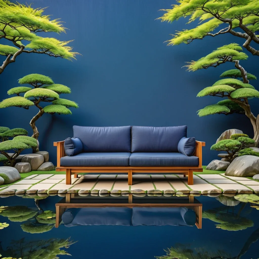 (sofa showcase) <lora:31_sofa_showcase:1.1>
Navy blue background,
high quality, professional, highres, amazing, dramatic,
(Traditional Japanese garden and serene pond:0.5),