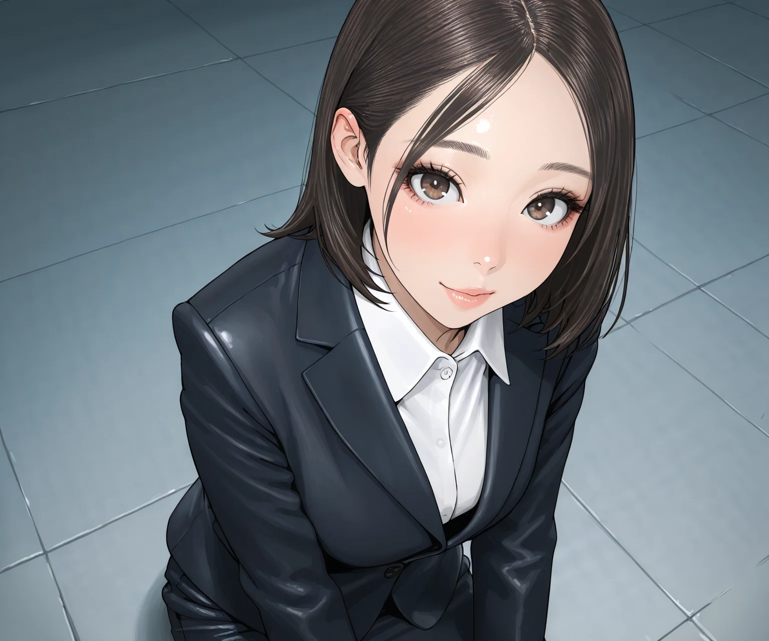 masterpiece, best quality, amazing quality, sfw, 1girl, solo, business suit, looking at viewer, bangs <lora:Kawakit style ILL-v2:1.2> kawakit