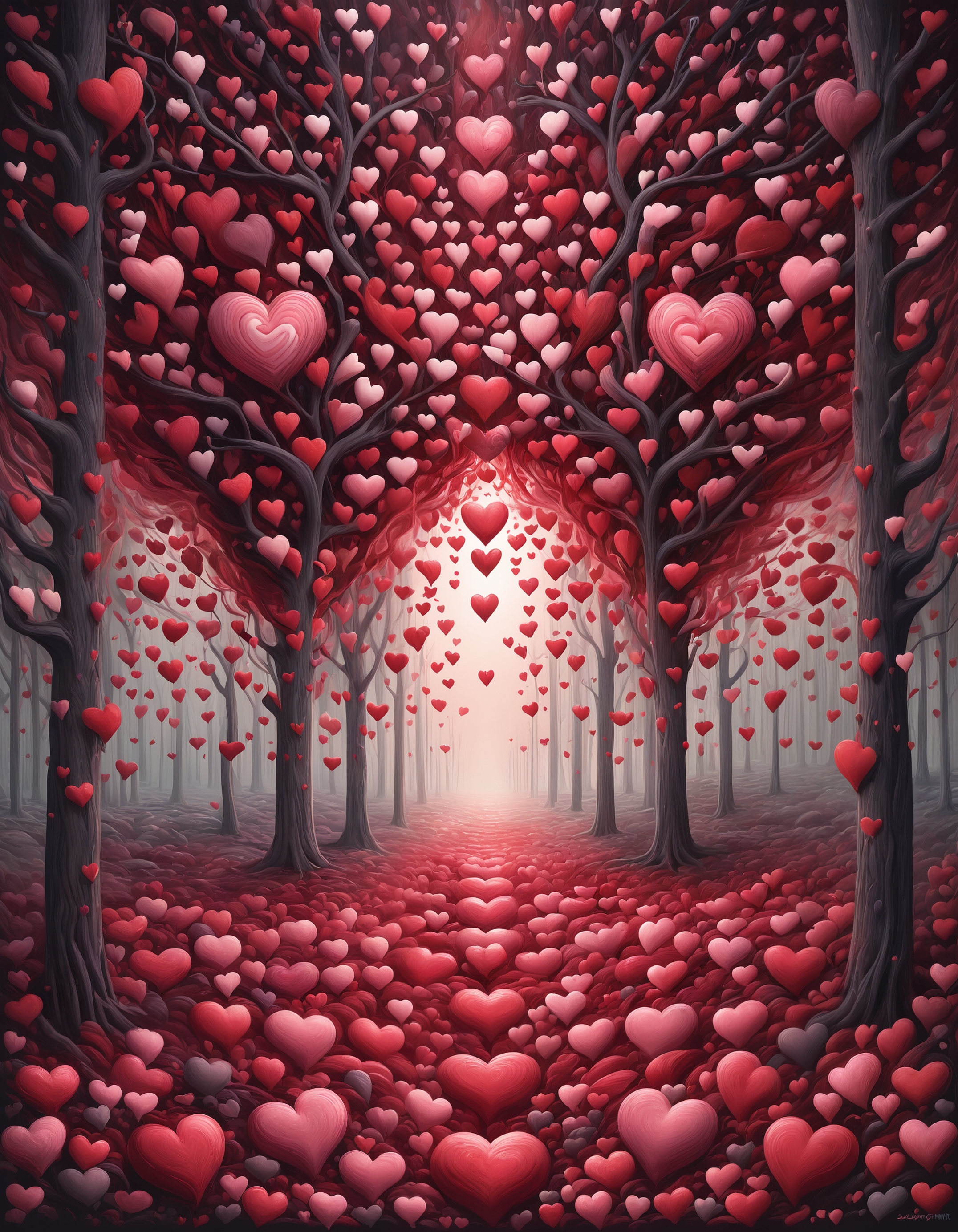 amazing award winning photo of a forest made out of hearts as zavy-hrtfl