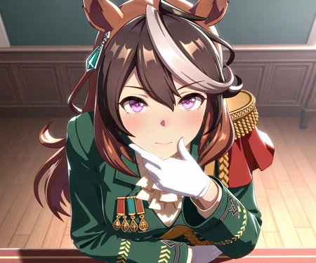 masterpiece, best quality, amazing quality, , 1girl, solo, looking at viewer, <lora:Symboli Rudolf in game style 3D ILL-v2:1> ummsmingame, 3d, symboli rudolf \(umamusume\),