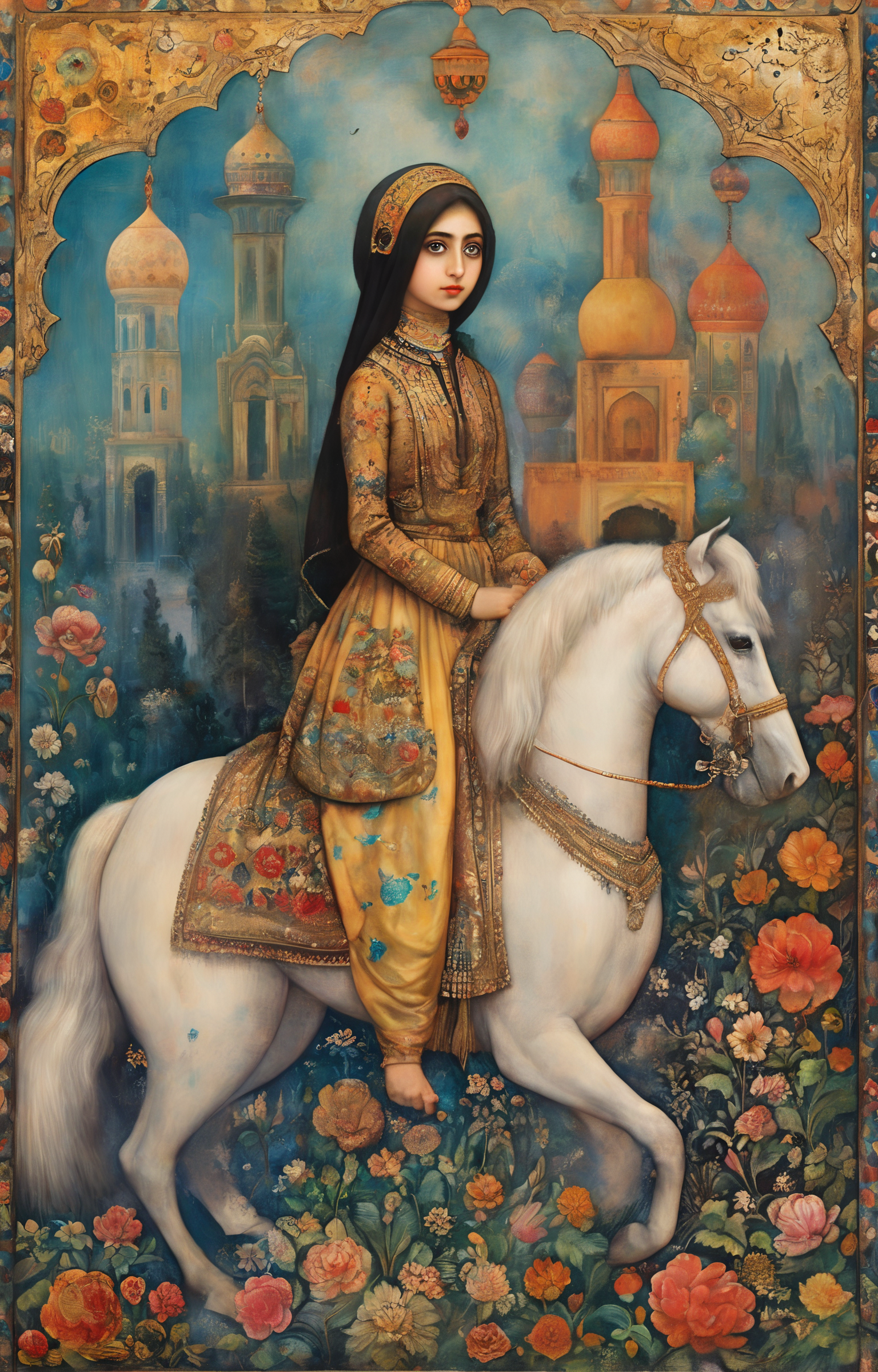 masterpiece,best quality,<lora:tbh292-sdxl:0.9>,illustration,style of Qajar art tech genius teenage girl