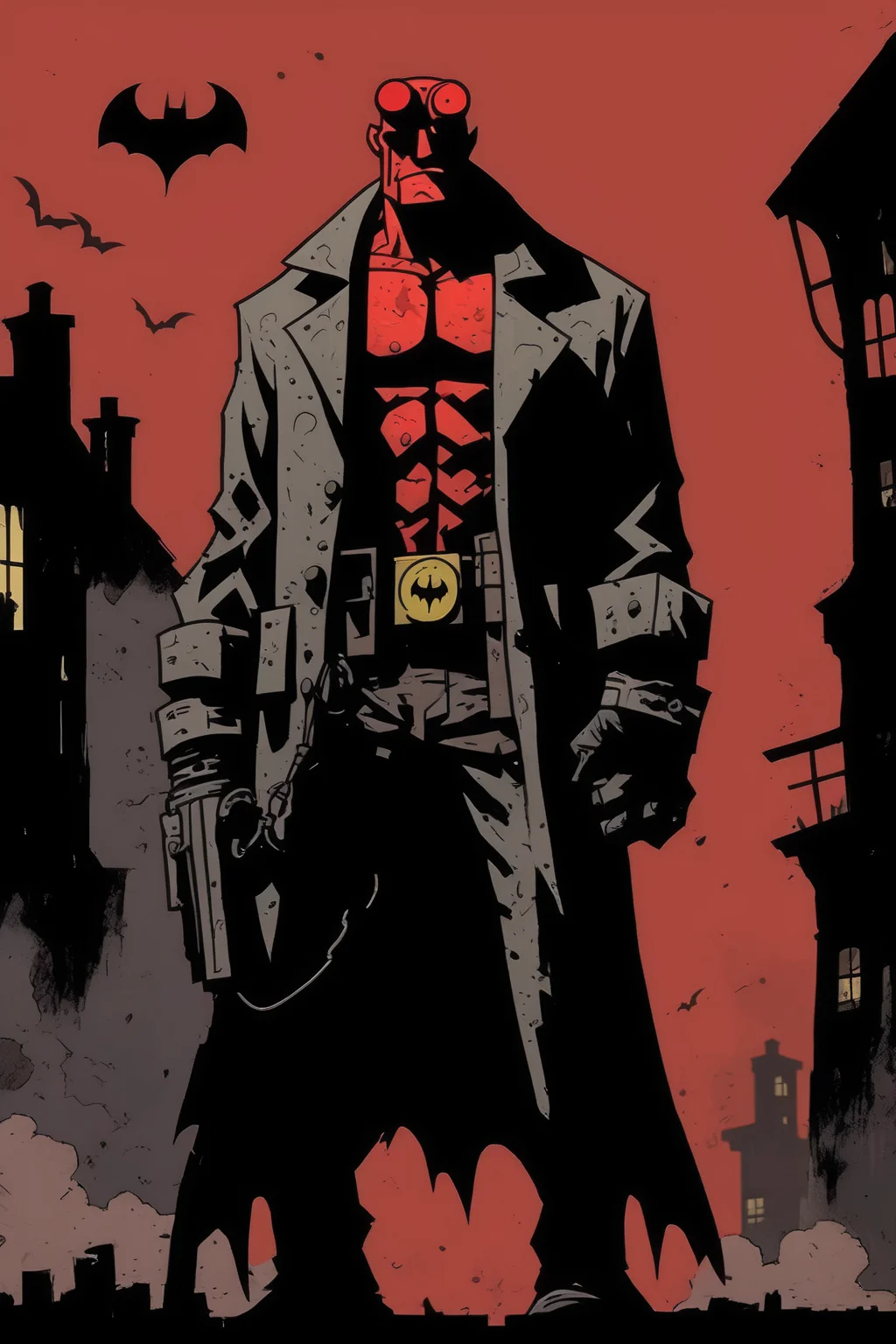 <lora:Mike Mignola Style:1>Mike Mignola Style - batman style mike mignola style hellboy style dark sombre