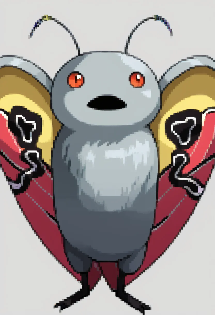 score_9, score_8_up, score_7_up, source_anime, BREAK ,solo, pokemon \(creature\), <lora:P2-Protraits-pdxl_Fp:1>, portrait, simple background, <lora:Mothman-pdxl_Fp:1>, mothman, red eyes, open mouth, antennae, wings, grey skin, no humans