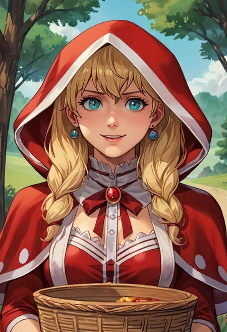 score_9, score_8_up, score_7_up, source_anime,
, (best quality) , (highly detailed) ,masterpiece ,absurdres ,detailed face ,beautiful face ,
<lora:pony_xl_Hildegard:0.8>,Hildegard,score_9,score_8_up,1girl,female,kawaii,solo,short hair,earrings blond hair
,<lora:alice-cosplay-ponyxl-lora-<lora:little-red-riding-hood-cosplay-ponyxl-lora-nochekaiser:1>, littleredridinghoodcosplay little red riding hood \(grim\) \(cosplay\), red hood, basket, hooded capelet, red capelet, holding basket, red cloak, hood,, (portrait, upper body), solo focus, seductive smile, looking at viewer, forest, tree <lora:NidaleeLoLXLv2:0.8>
OverallDetail