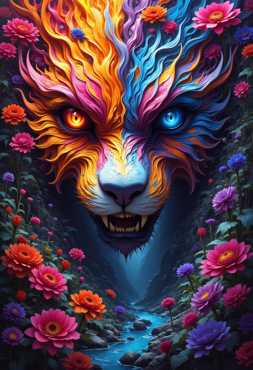 Oil painted. Create a fantasy image that combines the style of oil painting and digital painting in a unique art