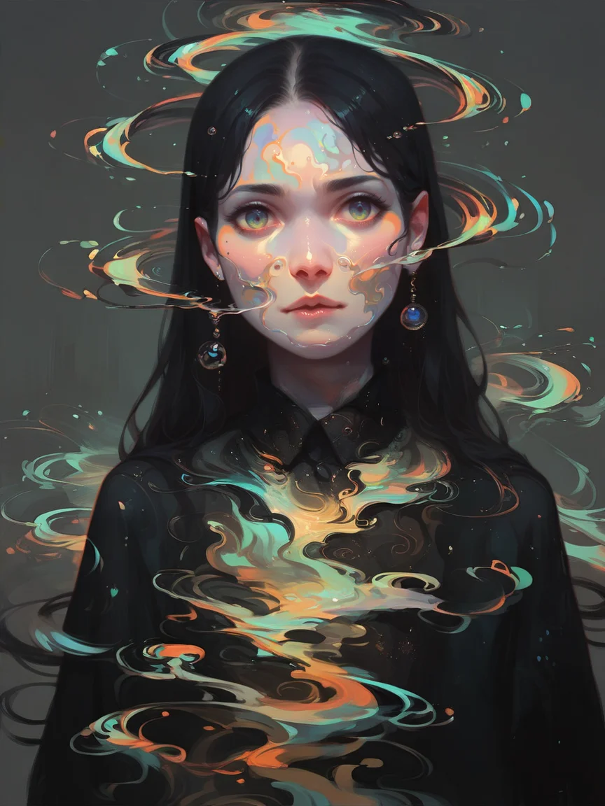 score_9, score_8_up, score_7_up, score_6_up, score_5_up, <lora:swirlsXLP:0.7> swirls, abstract, ripples, 1girl, long hair, pretty,