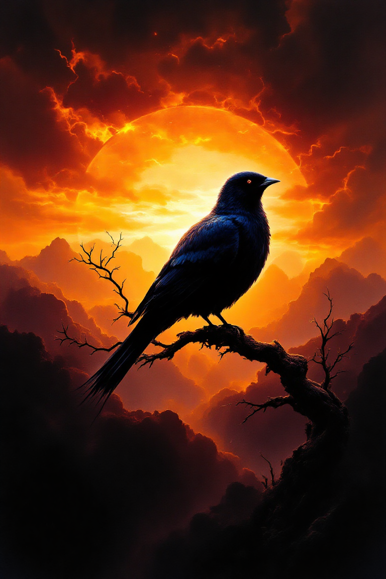Very beautiful and elegant bird at sunset, masterpiece, logo aesthetics, minimalist illustration, ink art.,aidmafluxpro1.1,velvet_myst