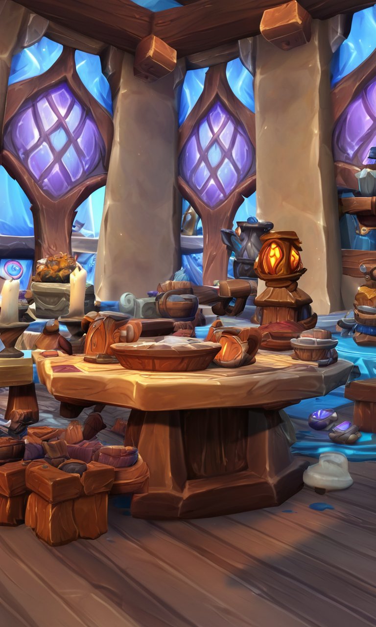 score_9, score_8_up, score_7_up, rating_safe BREAK, world of warcraft, cozy tavern interior, warcraftstyle, <lora:WarcraftStyle_v1:0.8>