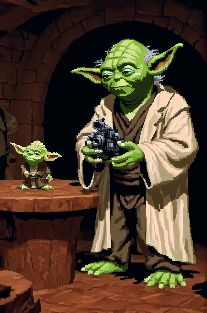 <lora:lucasarts style:1> lucasarts style, yoda at dagoba home