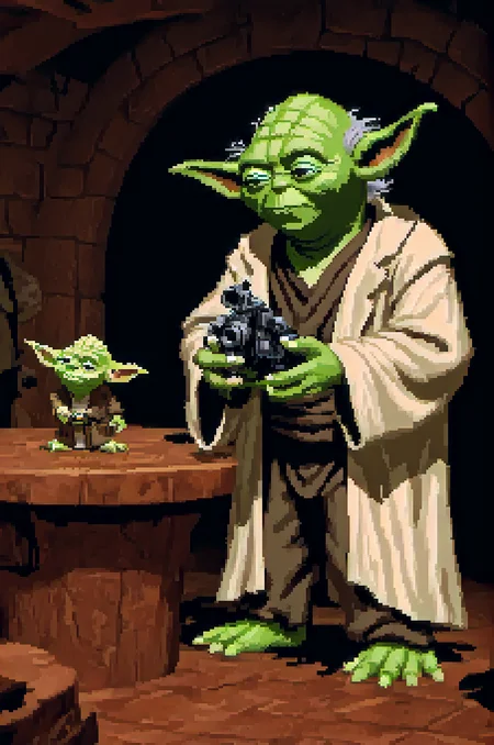 <lora:lucasarts style:1> lucasarts style, yoda at dagoba home