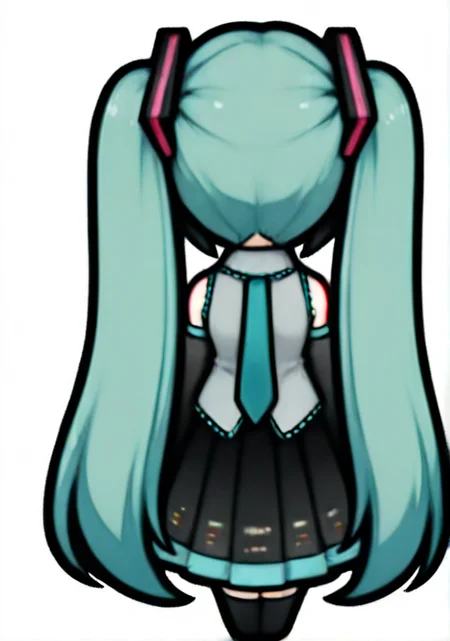hatsune_miku, rimworld, (chibi:1.2), from behind, facing_away, 1girl, breasts, solo, full body, transparent background, white background, simple background <lora:rimworld2-000070:1>