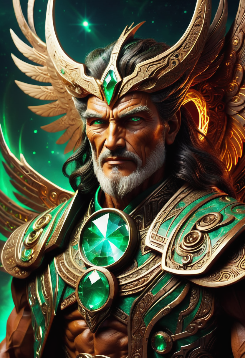 hyper detailed masterpiece, dynamic, awesome quality,DonM0ccul7Ru57XL male  aging gracefully well-defined, polynesian, emerald eyes,  upturned nose, u-shaped chin,   narrow forehead, diamond face shape, sculpted abs,  , brunette tousled waves hair, excitement,  standing with arms raised, palms open, invoking mystical beings,  celestial wings nanomancer, space-warping abilities, retrofuturism , extending one hand towards the target plane, summoning entities, otherworldly glow, radiant aura, a hidden underground club, where music and dancing create an electrifying atmosphere ,rust,occult<lora:DonM0ccul7Ru57XL-000006:1.0>