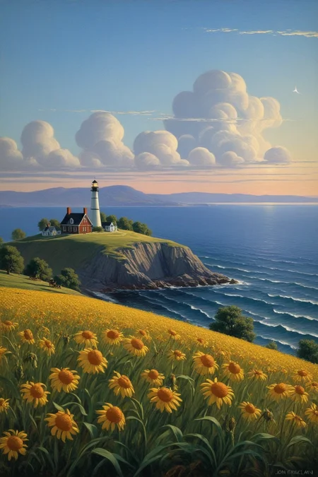 by [[Chris Leib|John French Sloan|Janek Sedlar|Terry Redlin|Louis Rhead]:John French Sloan and Terry Redlin:0.35] [, landscape::1]