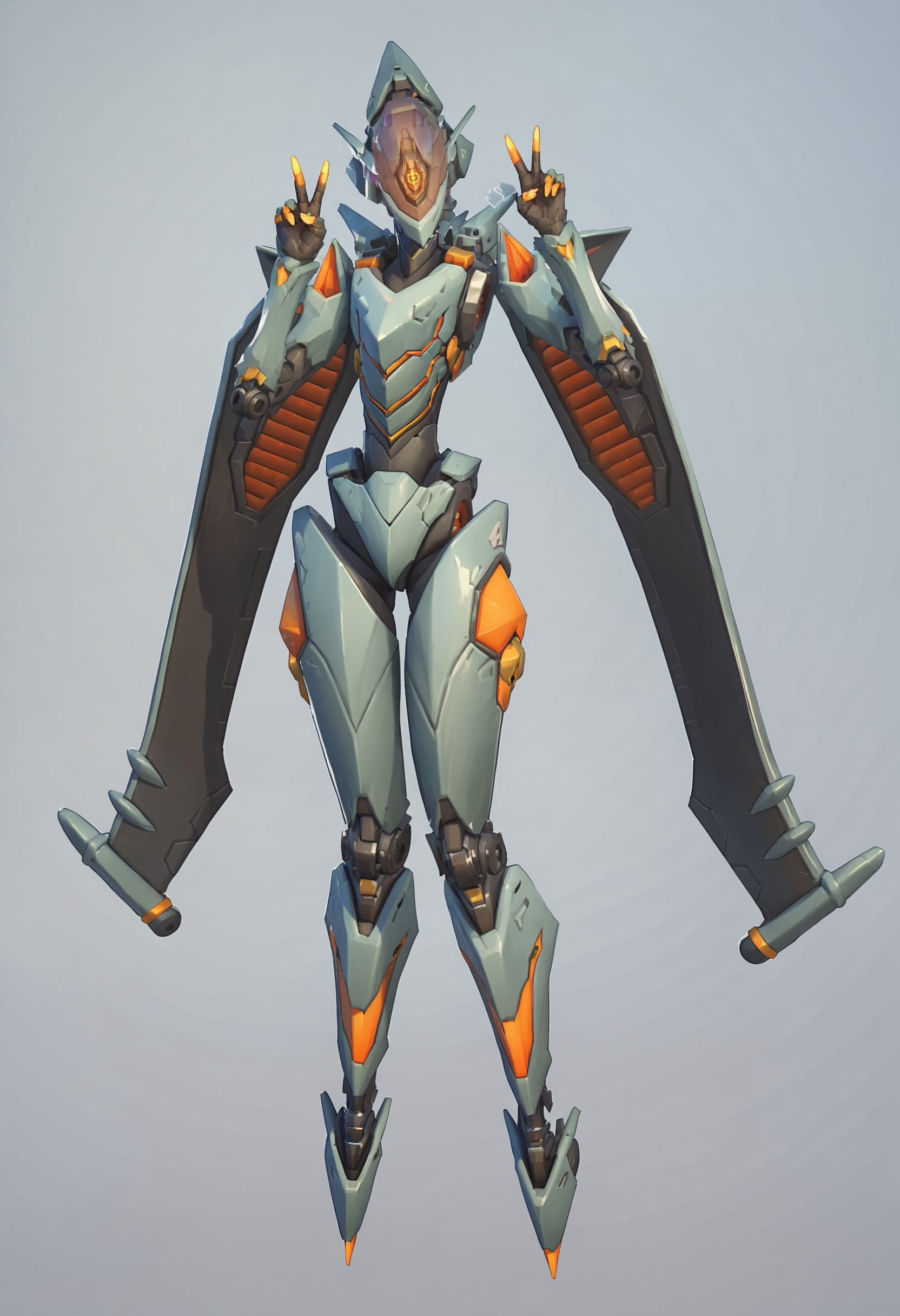 score_9, score_8_up, score_7_up, score_6_up, score_5_up, score_4_up, 1girl, <lora:EchoStealth:0.75>  solo, robot, mecha, no humans, wings, mechanical wings, humanoid robot, standing, full body, cute pose, v sign, 
(light blue background), simple background,