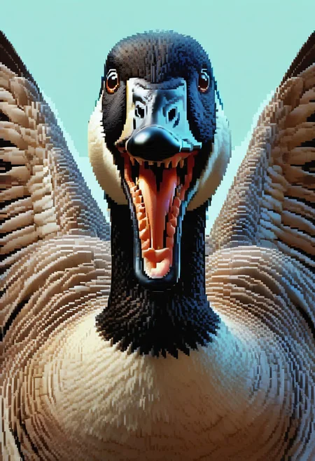 score_9, score_8_up, score_7_up, score_6_up, cowboy shot, cg00se, bird, pixel, commodore, wings, open mouth, sharp teeth