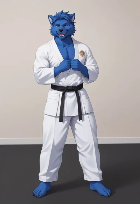 (((Barefoot furry character, full body, cinematic setting, furry male, plantigrade)))
(((Beast from X-Man))), muscular, beefy, brawny, (((wears white kimono and lonh white pants))), (((performs karate kick))), blue fur on entire body
BREAK, detailed background, 8K, (masterpiece:1.5), intricate details, highly detailed, extreme detail, octane render, fine art, best quality, highres, (detailed face:1.5), ((full_body)), UHD, (((perfect hands))), low light