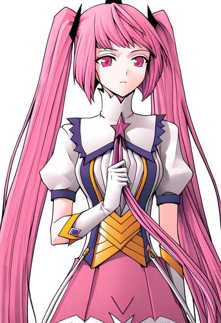 masterpiece, best quality, white background
BREAK
cowboy shot, upper body,
纳兰嫣然, 1girl, pink hair, twintails, long hair, pink eyes, solo, white gloves, pink skirt